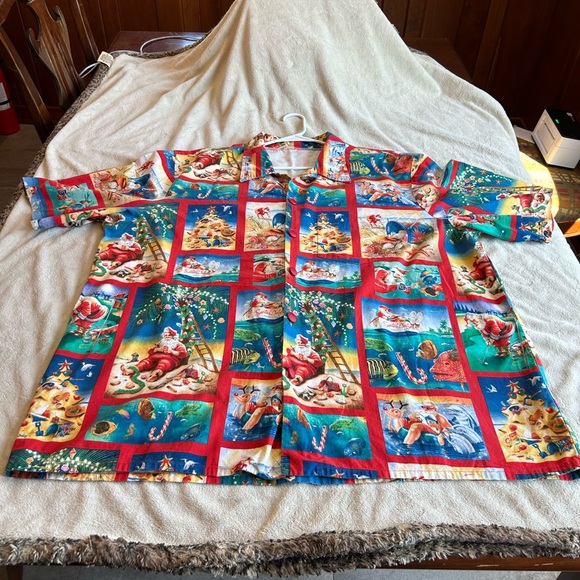 Santa Shirt Men's short sleeved Vintage Beach Hawaiian XXL - Picture 10 of 10